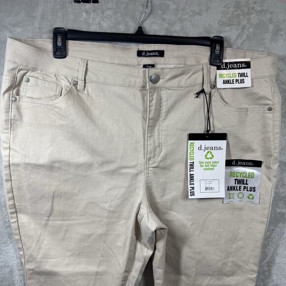 d.jeans NEW Womens Denim Jeans 22W Beige Ankle Plus Stretch Zipper Pockets - Picture 2 of 12